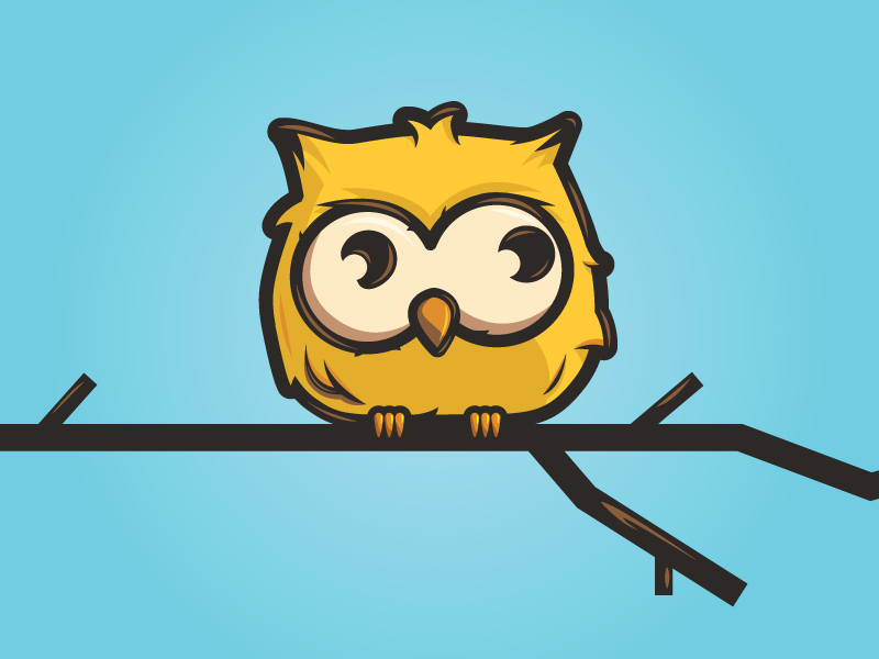Illustration of an owl sitting on a branch